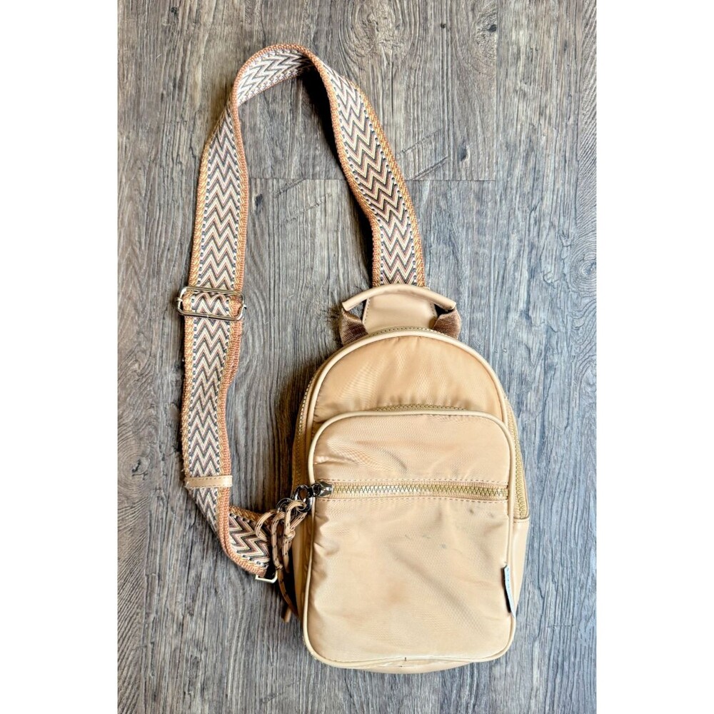 Urban Originals x Anthropologie Tan Nylon Crossbody Sling Bag Adjustable Strap